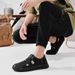 Men's Beach Shoes Summer Breathable Hollow-Out Leather Shoes, Men's Soft Sole Non-Slip Closed-Toe Casual Sandals, Hole S_vogvips.com