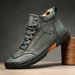 Large Size Men's Leather Boots, Men's Fashion Stitched Shoes, Ankle Boots, Flat Lace-Up Martin Boots, Outdoor High-Top S_vogvips.com