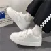 All White Faux Leather Platform Skate Sneakers Lace Up Breathable Low Top Casual Walking Shoes For Women_vogvips.com