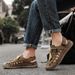 Men's Woven Sandals Summer Hollow Breathable Casual Beach Shoes Large Size Hole Shoes 48_vogvips.com