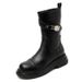 Chunky Sole Leather Brown Boots Women's Retro Martin Boots With Side Zipper Comfortable Mid-Calf Boots For Winter Spring Fall_vogvips.com