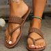 Flip-flops Women's Casual Simple Woven Flat Slippers Large Size Solid Color Beach Slippers_vogvips.com