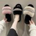 Women’s Shoes Fur Crystal Flat Slippers With Diamonds Fashion High And Low Wool, Cotton Slippers_vogvips.com
