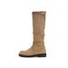 Su Yinyin Same Korean Blogger~ Round Toe Pleated Buckle Strap Chunky Heel Slouch Mid-Calf Long Boots For Women Autumn_vogvips.com