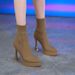 Women’s Shoes High Heel Short Boots Single Boots French Retro Brown Chunky Heel Platform Fashion Boots_vogvips.com