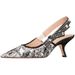 2023 New D Brand Embroidered Top Quality High Heels Cat Heel Letter Strap Bowknot Pointed Shallow Mouth Backless Closed Toe Sandals_vogvips.com
