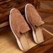 Men's Shoes Comfortable Casual Suede Sheepskin Closed Toe Slippers, Genuine Leather Flat Loafers_vogvips.com