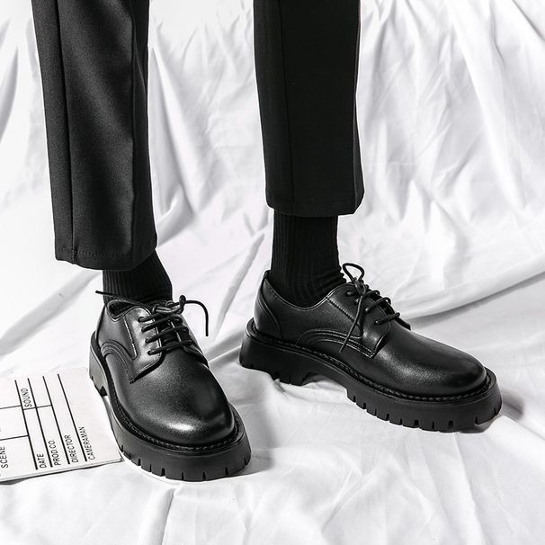 New Teenagers Lace-up Low-top Breathable Formal Casual Leather Shoes_vogvips.com