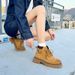 European Warm Series Couple Genuine Leather Yellow 2025 New Autumn Winter Men's British Style Short Thick Sole Martin Boots Women's Shoes_vogvips.com