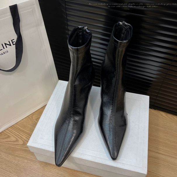Pointed Toe For Women 2025 New Women's Autumn Winter High Heels Stiletto Zipper Slim Short Boots_vogvips.com