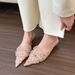 Stunning! Gold Mist Pink Mesh Half Slippers For Women, Spring And Summer Outdoor Wear, Sequin Pointed Toe Shoes_vogvips.com