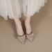 Rhinestone Bowknot Peep Mules For Women Summer 2024 New Pointed Toe Stiletto High Heel Elegant Sandals_vogvips.com