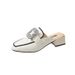 Women’s Shoes Closed Toe Half Slippersheel Flat Single-layer Shoes Square Buckle Rhinestone Internet Celebrity All-match Outdoor L_vogvips.com