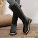 Winter Thigh Boots For Women Retro Style Round Toe British Equestrian Design Winter New Style Belt Buckle_vogvips.com