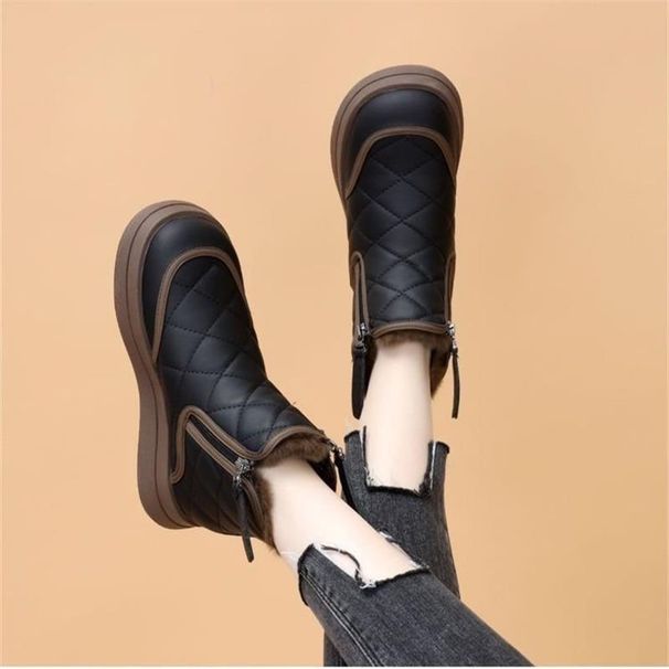Fashion Versatile Snow For Women 2024 New Autumn Winter Fleece Lined Thickened Boots Sheepskin Integrated Warm Cotton_vogvips.com