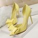 Korean Version Of The Fashion, Elegant, Sweet Bow Fine High Heel Shallow Mouth Pointed Head Side Hollow Single Shoes_vogvips.com