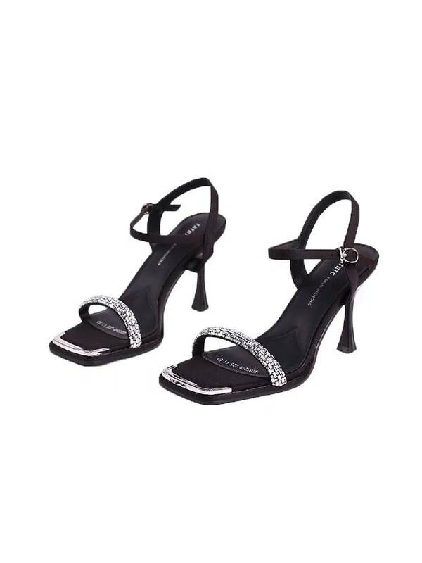 Rhinestone Open-Toe Sandals For Women Summer New Versatile Sexy Backless Square Toe Stiletto High Heels_vogvips.com