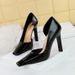 3275-5 Wind Snake Pattern Lacquer Leather Heels With Thick Heels, Shallow Mouth, Square Headed Side Hollow Banquet High_vogvips.com
