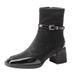 High Heel Short Boots For Women 2025 New Winter Chinese Style Red Wedding Boots Side Zipper Chunky Heel Mid-Calf Boots For Women_vogvips.com