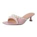 Women's Shoes Summer Sheepskin Fairy Style Square Head Open Toe Outdoor Slippers One Line Temperament Stiletto Sandals 40 Large Size_vogvips.com
