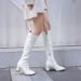 40-45 Women's Shoes Simple Round Toe Chunky Heel Side Zipper Long Over-the-Knee High Boots_vogvips.com