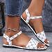 Large Size Retro Sandals For Women 2024 New Flat Bottom Buckle Square Head Printed Beach Sandals Sandal_vogvips.com