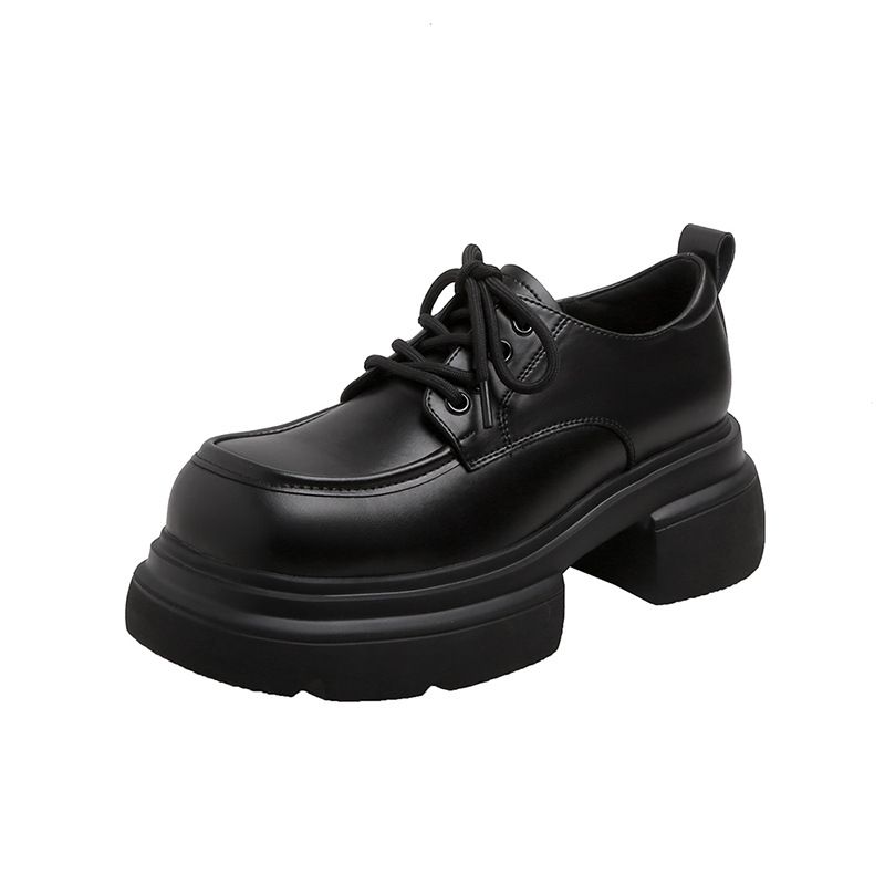 Women S Classic British Style Loafers With Chunky Sole Genuine Leather Slip On Brown Black Sizes Lace Up_vogvips.com