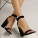 Women's Strap Sandals For Outdoor Wear, New Summer Casual Versatile Suede High-heeled Chunky Heel Sandals, European And_vogvips.com