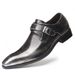 2025 New Pointed Toe British Style Leather With Buckle Low Heel Single Large Size Men's Slip-On Shoes_vogvips.com