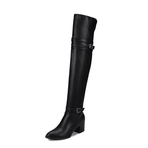 Belt Buckle Over-the-Knee Long Plus Women's Boots 40-48 Size High Heel 854_vogvips.com
