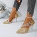 Women's European American Style Pointed Toe High Heels Crystal Heel Sequins Sexy Plus Size Fashion Shoes Size 43_vogvips.com