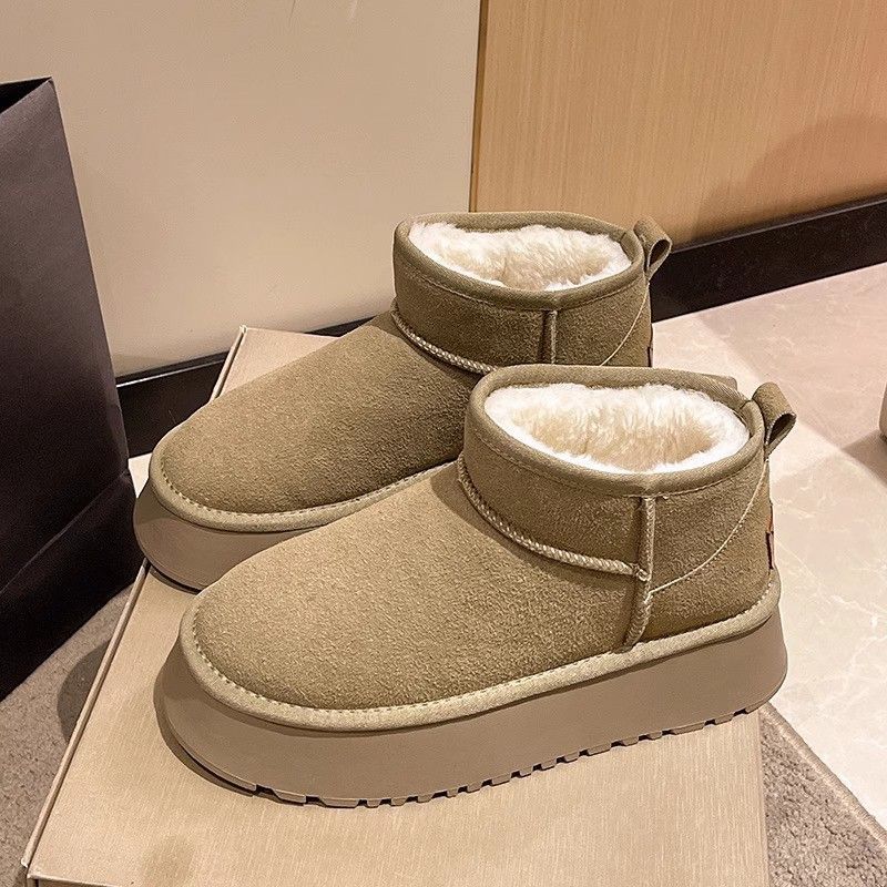 Free Shipping Women's Platform Anti-Slip Snow 2025 Fall Winter New Design Fur-Lined Thick Warm Cotton Boots Brown Black_vogvips.com