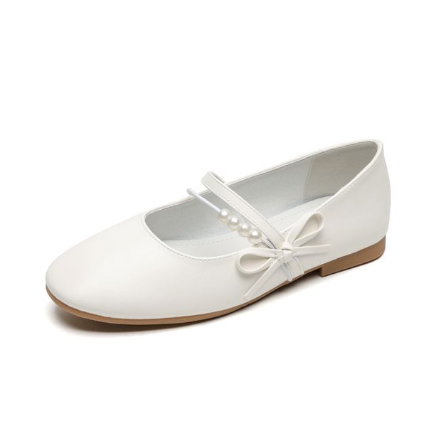 French Bow Mary Jane Shoes Women's Flat Bottom One Word With Light Mouth Single Shoes With Skirt_vogvips.com