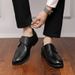 Autumn low cut lazy with one foot, men's round toe fashionable business shoes, outdoor small leather shoes_vogvips.com