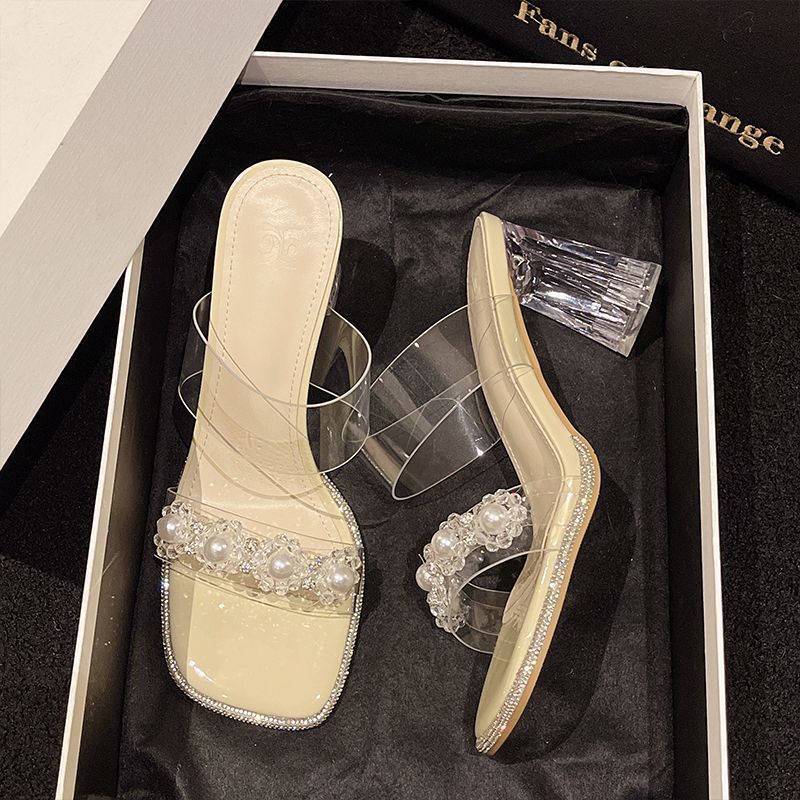 Transparent Sandals And High Heels Are The New High-end Fashion Versatile Crystal Block Heel For The Summer Of 2026 And Women's Sandals Over The Heel_vogvips.com