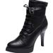High Heel Short Boots For Women, European And American Style, Lace-Up Slim Internet Celebrity Sexy Pointed Toe Stiletto_vogvips.com