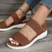 2024 Summer Oversized Women's Shoes Casual Elastic Back Trip Strap Polyurethane Flat Bottom Sandals for Women_vogvips.com