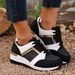 Women's Winter Lace Up Running Shoes Style Casual Color Block Sports Wedge Heel Plus Size Single Shoes New Fashion_vogvips.com