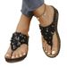 Rivet Flower Sandals, Size 43 Wedge Heel Women's Shoes, 2025 Pinch Toe Slippers_vogvips.com