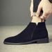 Men's Shoes Fleece Short Boots Leather Martin Boots Men's Medium Top Leather Shoes Men's Chelsea Boots Men's Boots Tide_vogvips.com