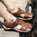 1668 Men's Sandals, Outdoor Beach Summer Foreskin Cover, Calf Leather Upper, Large Hole Shoes, Two Pairs Of Velcro_vogvips.com