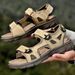 Casual New Beach Summer Large Men's Outdoor Leather Sandals_vogvips.com