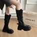 Women's Retro Oversized Thick Soled Buckle Leather Fashion Boots Autumn Winter Versatile Riding Knee High Boots_vogvips.com