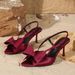 Summer New Casual Women's Shoes, Multi-color Bow-decorated High-heeled Sandals, Stiletto Pointed-toe Fashion Sandals_vogvips.com