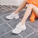 Rhodis New Rhinestone Square Buckle Thick Soled Dad Shoes Mesh Heightened Casual Leather Single Shoes Women's Sports Shoes_vogvips.com
