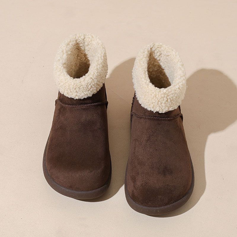 Small Potato Fluffy Snow Boots Women's Plush Thickened Warm Ugly Cute Big Head Plush Short Boots_vogvips.com