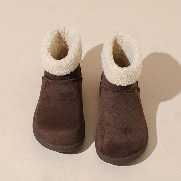 Small Potato Fluffy Snow Boots Women's Plush Thickened Warm Ugly Cute Big Head Plush Short Boots_vogvips.com