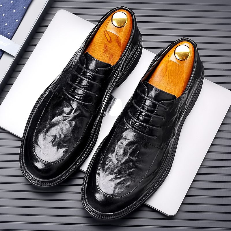 New 2025 Men's Dress Shoes Genuine Leather Business Formal Oxfords Footwear Men High Quality Leather Derby Shoes Zapatos Hombre_vogvips.com