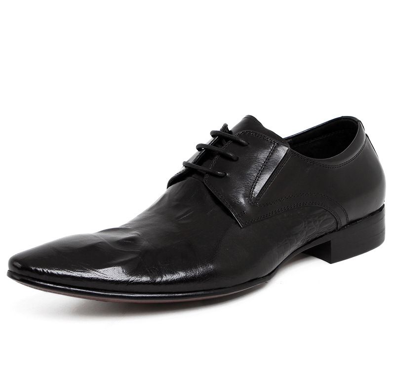European Style New Business Casual Men's British Pointed Toe Formal Leather Breathable Single Crocodile Pattern Shoes_vogvips.com