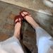Mom 1 Grape Summer New French Style Square Thin Strap Hollow Toe Clip Thick Heel Flat Sandals For Women Outdoor Wear Original Brand Logo_vogvips.com